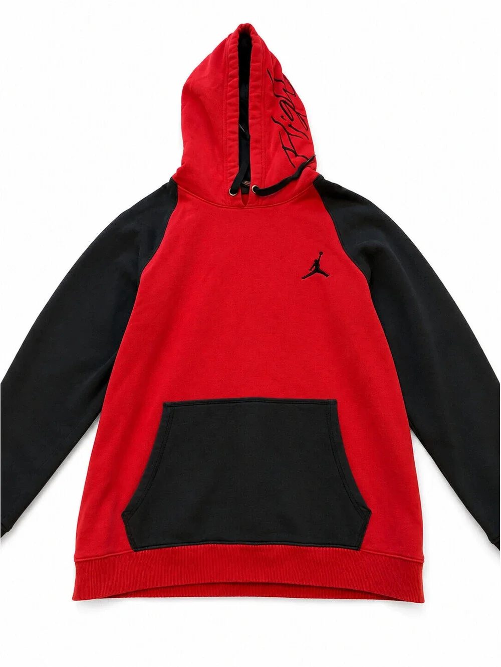 Nike Air Jordan Flight Hoodie Men XL Red Black Pullover Fleece Sweatshirt